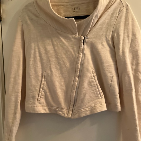 Loft off white/beige casual jacket with asymmetrical zipper - Picture 6 of 10